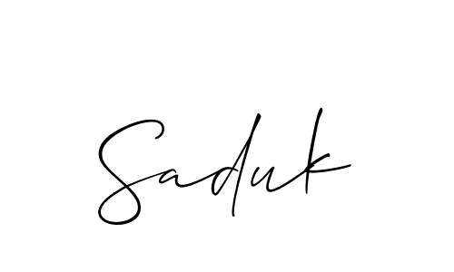 Create a beautiful signature design for name Saduk. With this signature (Allison_Script) fonts, you can make a handwritten signature for free. Saduk signature style 2 images and pictures png