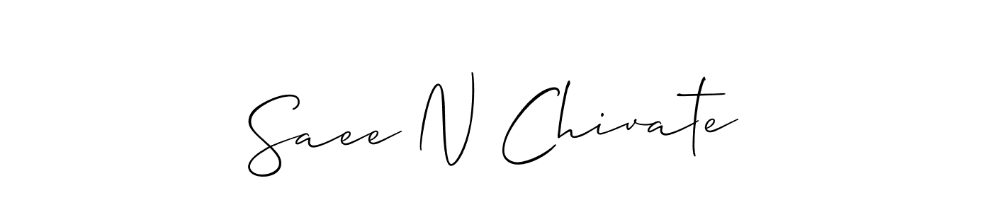if you are searching for the best signature style for your name Saee N Chivate. so please give up your signature search. here we have designed multiple signature styles  using Allison_Script. Saee N Chivate signature style 2 images and pictures png