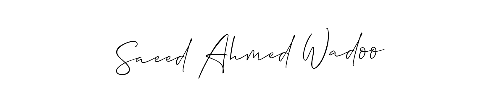 Similarly Allison_Script is the best handwritten signature design. Signature creator online .You can use it as an online autograph creator for name Saeed Ahmed Wadoo. Saeed Ahmed Wadoo signature style 2 images and pictures png