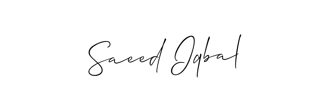 The best way (Allison_Script) to make a short signature is to pick only two or three words in your name. The name Saeed Iqbal include a total of six letters. For converting this name. Saeed Iqbal signature style 2 images and pictures png