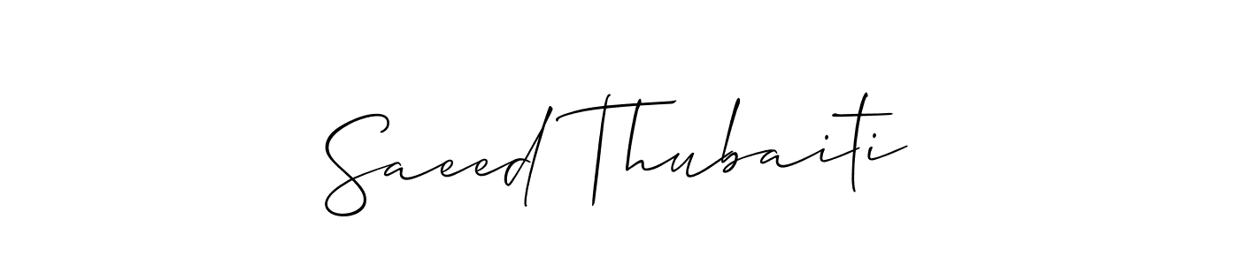 if you are searching for the best signature style for your name Saeed Thubaiti. so please give up your signature search. here we have designed multiple signature styles  using Allison_Script. Saeed Thubaiti signature style 2 images and pictures png