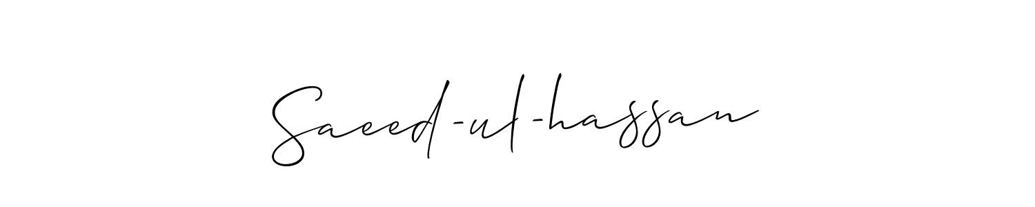 Allison_Script is a professional signature style that is perfect for those who want to add a touch of class to their signature. It is also a great choice for those who want to make their signature more unique. Get Saeed-ul-hassan name to fancy signature for free. Saeed-ul-hassan signature style 2 images and pictures png