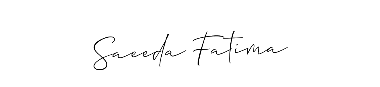 Use a signature maker to create a handwritten signature online. With this signature software, you can design (Allison_Script) your own signature for name Saeeda Fatima. Saeeda Fatima signature style 2 images and pictures png