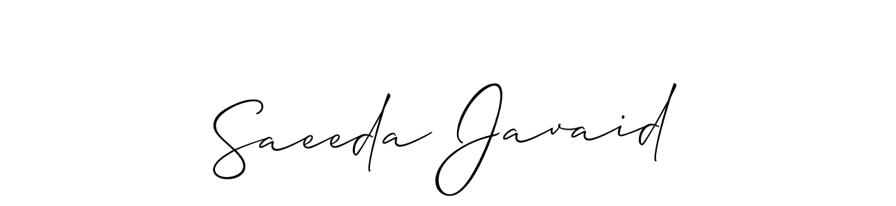 It looks lik you need a new signature style for name Saeeda Javaid. Design unique handwritten (Allison_Script) signature with our free signature maker in just a few clicks. Saeeda Javaid signature style 2 images and pictures png