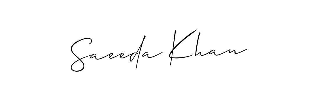 Create a beautiful signature design for name Saeeda Khan. With this signature (Allison_Script) fonts, you can make a handwritten signature for free. Saeeda Khan signature style 2 images and pictures png