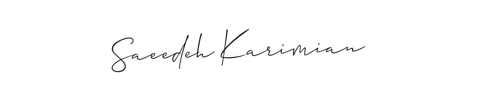 Create a beautiful signature design for name Saeedeh Karimian. With this signature (Allison_Script) fonts, you can make a handwritten signature for free. Saeedeh Karimian signature style 2 images and pictures png