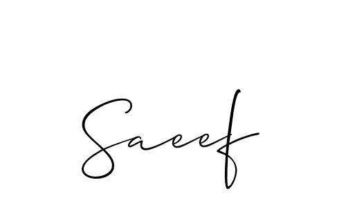Use a signature maker to create a handwritten signature online. With this signature software, you can design (Allison_Script) your own signature for name Saeef. Saeef signature style 2 images and pictures png