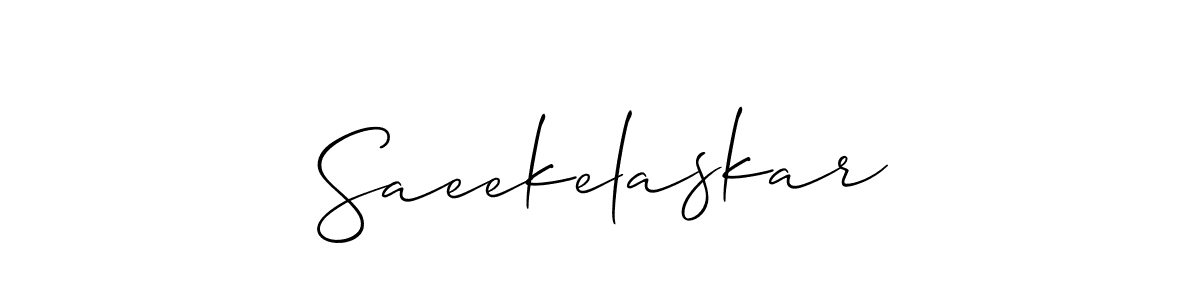 Design your own signature with our free online signature maker. With this signature software, you can create a handwritten (Allison_Script) signature for name Saeekelaskar. Saeekelaskar signature style 2 images and pictures png