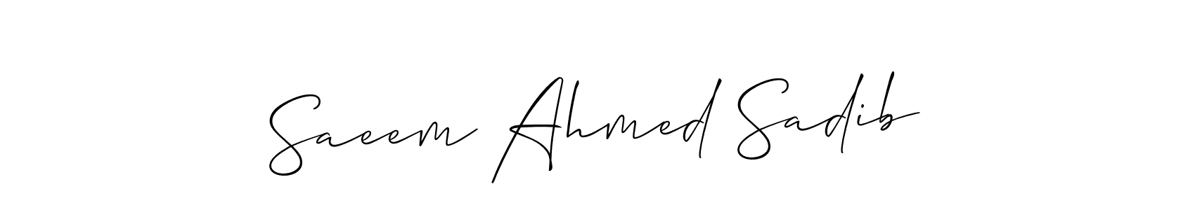 You should practise on your own different ways (Allison_Script) to write your name (Saeem Ahmed Sadib) in signature. don't let someone else do it for you. Saeem Ahmed Sadib signature style 2 images and pictures png