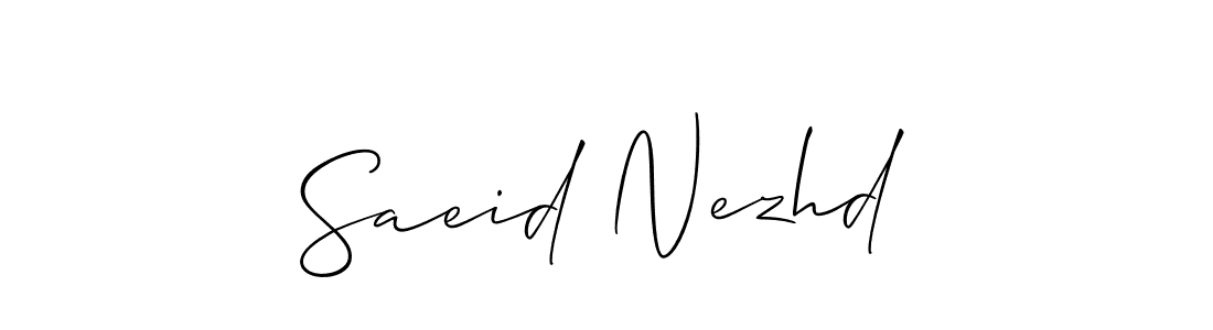 It looks lik you need a new signature style for name Saeid Nezhd. Design unique handwritten (Allison_Script) signature with our free signature maker in just a few clicks. Saeid Nezhd signature style 2 images and pictures png