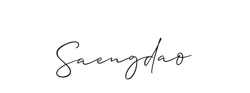 Use a signature maker to create a handwritten signature online. With this signature software, you can design (Allison_Script) your own signature for name Saengdao. Saengdao signature style 2 images and pictures png