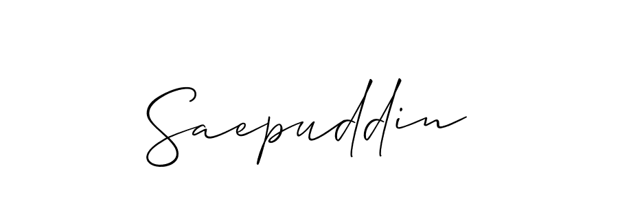 Use a signature maker to create a handwritten signature online. With this signature software, you can design (Allison_Script) your own signature for name Saepuddin. Saepuddin signature style 2 images and pictures png