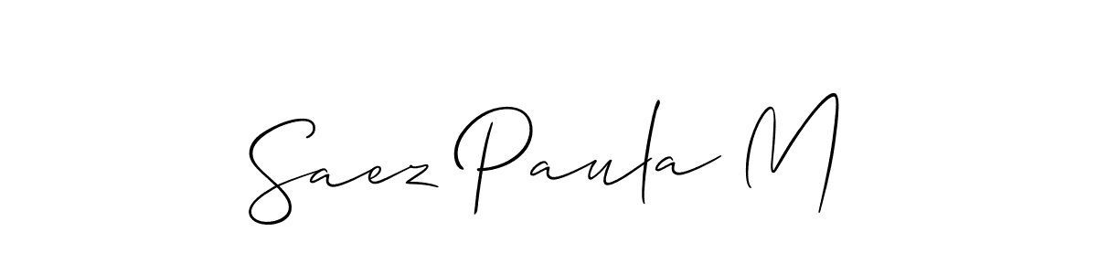 Make a short Saez Paula M signature style. Manage your documents anywhere anytime using Allison_Script. Create and add eSignatures, submit forms, share and send files easily. Saez Paula M signature style 2 images and pictures png