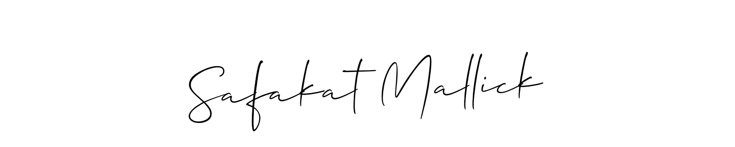 The best way (Allison_Script) to make a short signature is to pick only two or three words in your name. The name Safakat Mallick include a total of six letters. For converting this name. Safakat Mallick signature style 2 images and pictures png