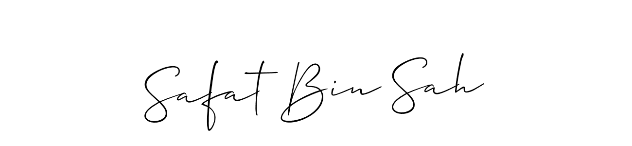 The best way (Allison_Script) to make a short signature is to pick only two or three words in your name. The name Safat Bin Sah include a total of six letters. For converting this name. Safat Bin Sah signature style 2 images and pictures png
