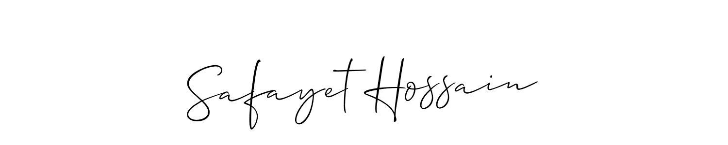 Also we have Safayet Hossain name is the best signature style. Create professional handwritten signature collection using Allison_Script autograph style. Safayet Hossain signature style 2 images and pictures png