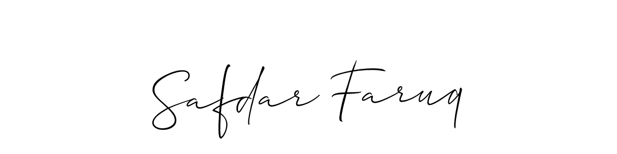 The best way (Allison_Script) to make a short signature is to pick only two or three words in your name. The name Safdar Faruq include a total of six letters. For converting this name. Safdar Faruq signature style 2 images and pictures png