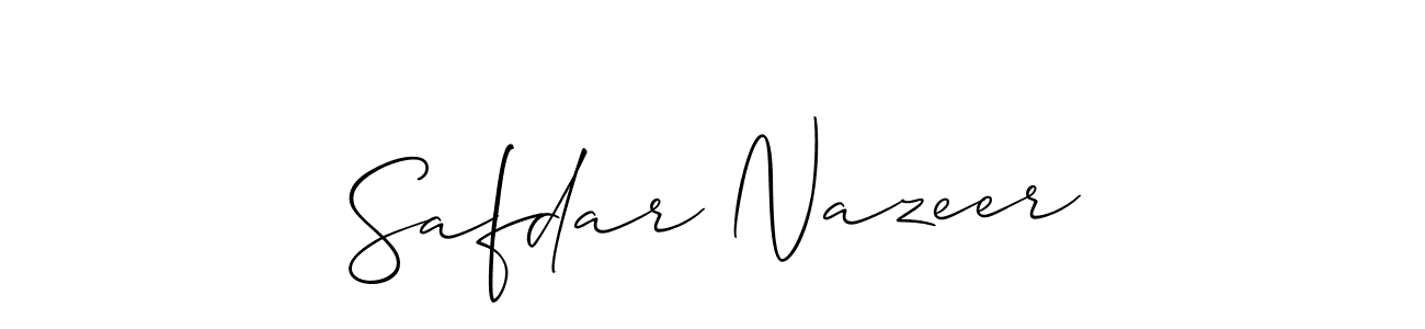 Create a beautiful signature design for name Safdar Nazeer. With this signature (Allison_Script) fonts, you can make a handwritten signature for free. Safdar Nazeer signature style 2 images and pictures png