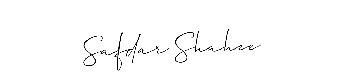 Create a beautiful signature design for name Safdar Shahee. With this signature (Allison_Script) fonts, you can make a handwritten signature for free. Safdar Shahee signature style 2 images and pictures png