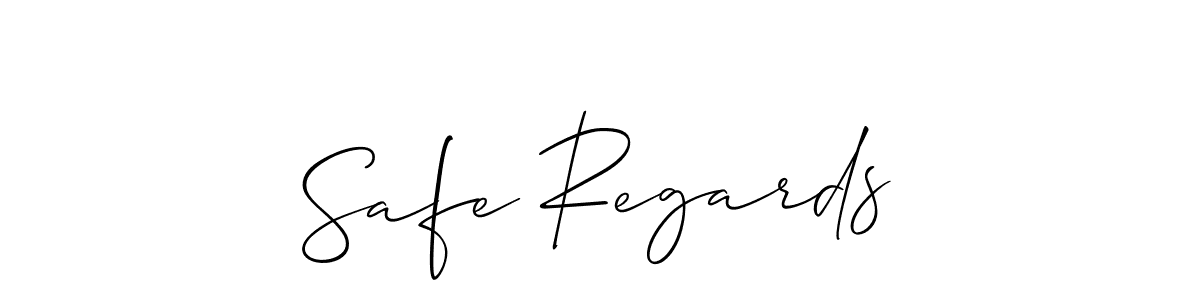 The best way (Allison_Script) to make a short signature is to pick only two or three words in your name. The name Safe Regards include a total of six letters. For converting this name. Safe Regards signature style 2 images and pictures png