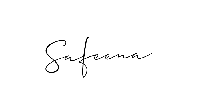 Use a signature maker to create a handwritten signature online. With this signature software, you can design (Allison_Script) your own signature for name Safeena. Safeena signature style 2 images and pictures png