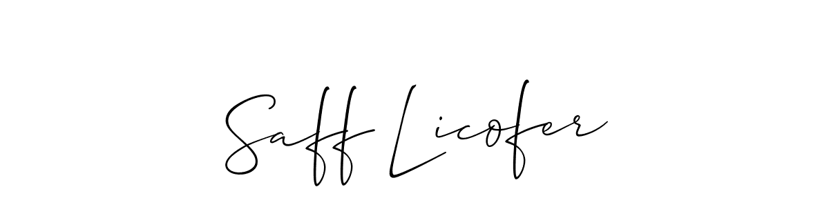 How to make Saff Licofer signature? Allison_Script is a professional autograph style. Create handwritten signature for Saff Licofer name. Saff Licofer signature style 2 images and pictures png