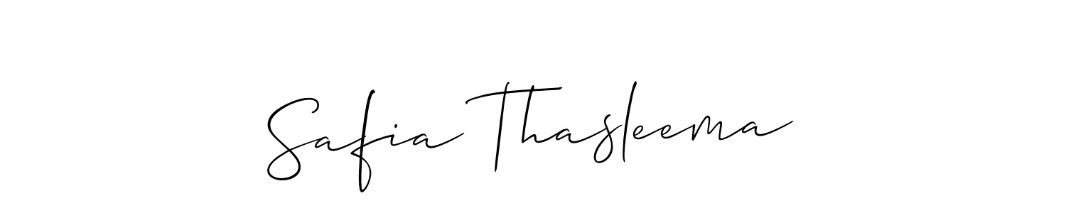 Make a short Safia Thasleema signature style. Manage your documents anywhere anytime using Allison_Script. Create and add eSignatures, submit forms, share and send files easily. Safia Thasleema signature style 2 images and pictures png