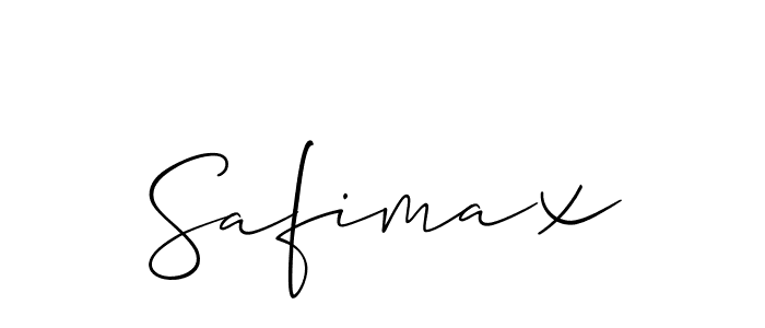 The best way (Allison_Script) to make a short signature is to pick only two or three words in your name. The name Safimax include a total of six letters. For converting this name. Safimax signature style 2 images and pictures png