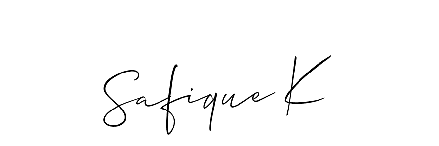 Similarly Allison_Script is the best handwritten signature design. Signature creator online .You can use it as an online autograph creator for name Safique K. Safique K signature style 2 images and pictures png