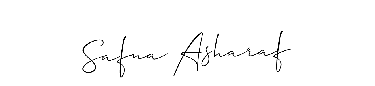 Design your own signature with our free online signature maker. With this signature software, you can create a handwritten (Allison_Script) signature for name Safna Asharaf. Safna Asharaf signature style 2 images and pictures png