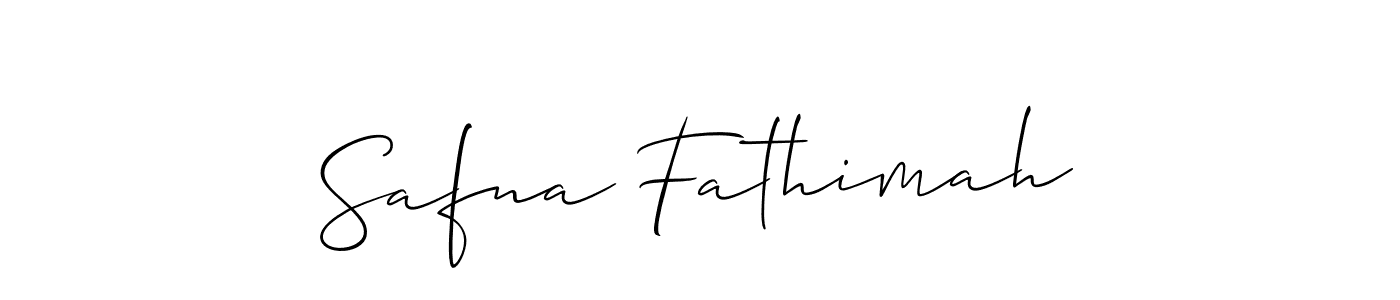 Use a signature maker to create a handwritten signature online. With this signature software, you can design (Allison_Script) your own signature for name Safna Fathimah. Safna Fathimah signature style 2 images and pictures png