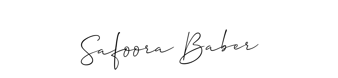 The best way (Allison_Script) to make a short signature is to pick only two or three words in your name. The name Safoora Baber include a total of six letters. For converting this name. Safoora Baber signature style 2 images and pictures png