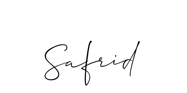 The best way (Allison_Script) to make a short signature is to pick only two or three words in your name. The name Safrid include a total of six letters. For converting this name. Safrid signature style 2 images and pictures png