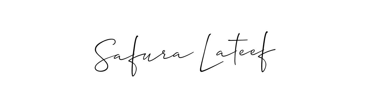 Use a signature maker to create a handwritten signature online. With this signature software, you can design (Allison_Script) your own signature for name Safura Lateef. Safura Lateef signature style 2 images and pictures png