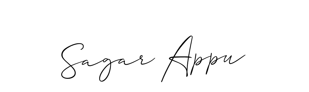 The best way (Allison_Script) to make a short signature is to pick only two or three words in your name. The name Sagar Appu include a total of six letters. For converting this name. Sagar Appu signature style 2 images and pictures png