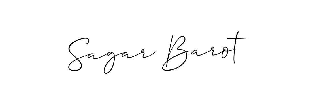 How to make Sagar Barot name signature. Use Allison_Script style for creating short signs online. This is the latest handwritten sign. Sagar Barot signature style 2 images and pictures png