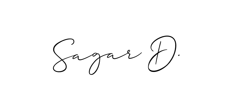 Also You can easily find your signature by using the search form. We will create Sagar D. name handwritten signature images for you free of cost using Allison_Script sign style. Sagar D. signature style 2 images and pictures png