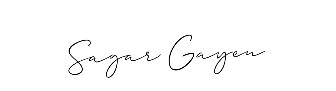 Allison_Script is a professional signature style that is perfect for those who want to add a touch of class to their signature. It is also a great choice for those who want to make their signature more unique. Get Sagar Gayen name to fancy signature for free. Sagar Gayen signature style 2 images and pictures png
