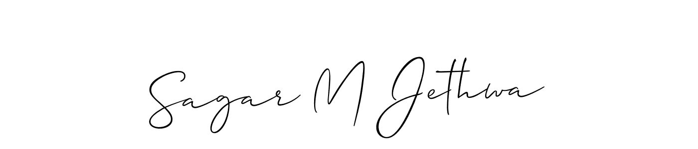 Make a short Sagar M Jethwa signature style. Manage your documents anywhere anytime using Allison_Script. Create and add eSignatures, submit forms, share and send files easily. Sagar M Jethwa signature style 2 images and pictures png