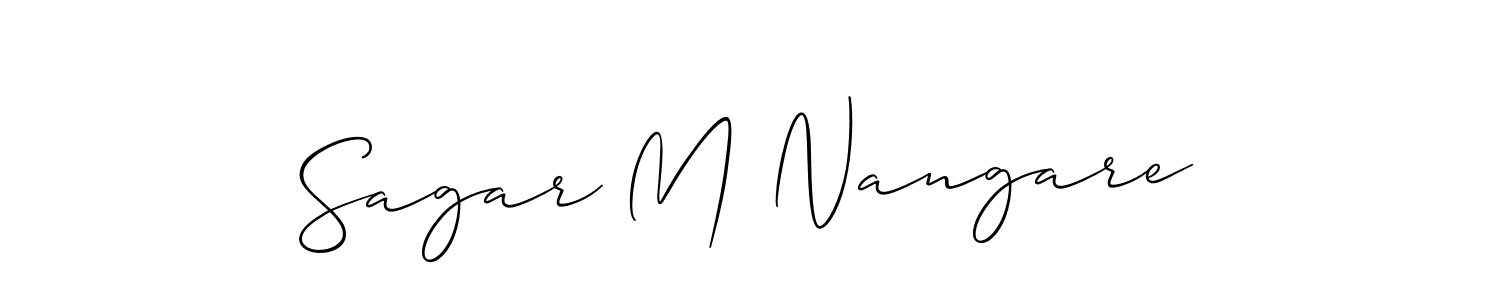 This is the best signature style for the Sagar M Nangare name. Also you like these signature font (Allison_Script). Mix name signature. Sagar M Nangare signature style 2 images and pictures png