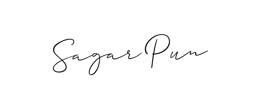 if you are searching for the best signature style for your name Sagar Pun. so please give up your signature search. here we have designed multiple signature styles  using Allison_Script. Sagar Pun signature style 2 images and pictures png