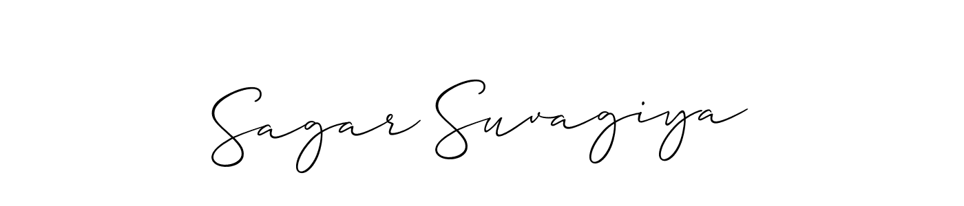 The best way (Allison_Script) to make a short signature is to pick only two or three words in your name. The name Sagar Suvagiya include a total of six letters. For converting this name. Sagar Suvagiya signature style 2 images and pictures png