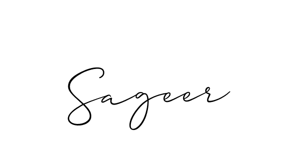 The best way (Allison_Script) to make a short signature is to pick only two or three words in your name. The name Sageer include a total of six letters. For converting this name. Sageer signature style 2 images and pictures png
