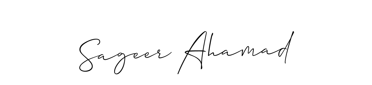 Make a beautiful signature design for name Sageer Ahamad. With this signature (Allison_Script) style, you can create a handwritten signature for free. Sageer Ahamad signature style 2 images and pictures png