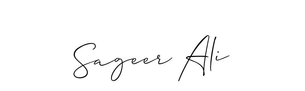 Create a beautiful signature design for name Sageer Ali. With this signature (Allison_Script) fonts, you can make a handwritten signature for free. Sageer Ali signature style 2 images and pictures png