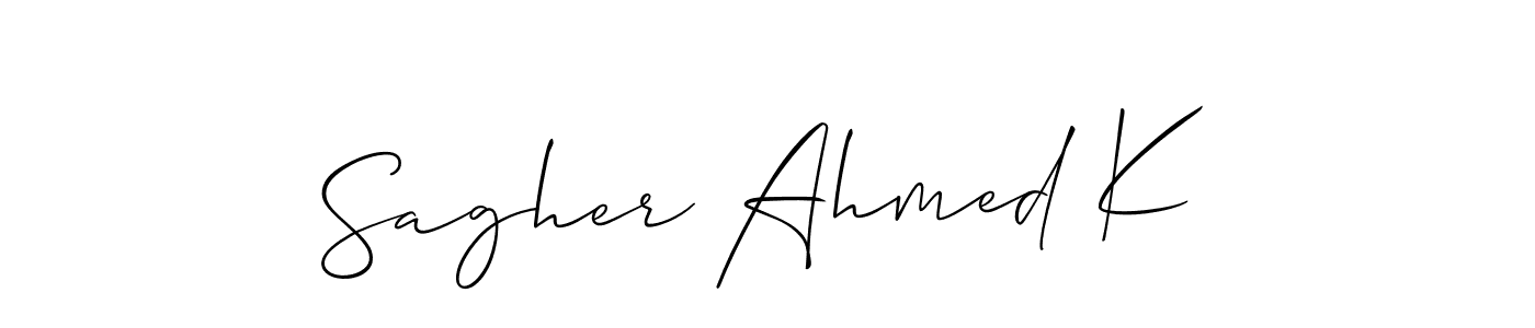 Similarly Allison_Script is the best handwritten signature design. Signature creator online .You can use it as an online autograph creator for name Sagher Ahmed K. Sagher Ahmed K signature style 2 images and pictures png