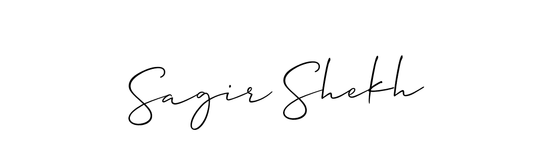 Also You can easily find your signature by using the search form. We will create Sagir Shekh name handwritten signature images for you free of cost using Allison_Script sign style. Sagir Shekh signature style 2 images and pictures png