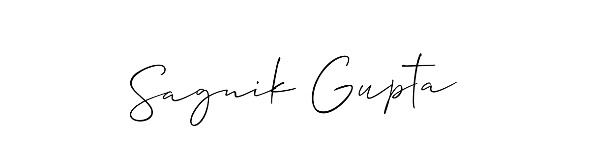 You should practise on your own different ways (Allison_Script) to write your name (Sagnik Gupta) in signature. don't let someone else do it for you. Sagnik Gupta signature style 2 images and pictures png