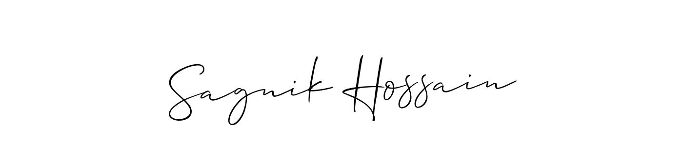 How to Draw Sagnik Hossain signature style? Allison_Script is a latest design signature styles for name Sagnik Hossain. Sagnik Hossain signature style 2 images and pictures png
