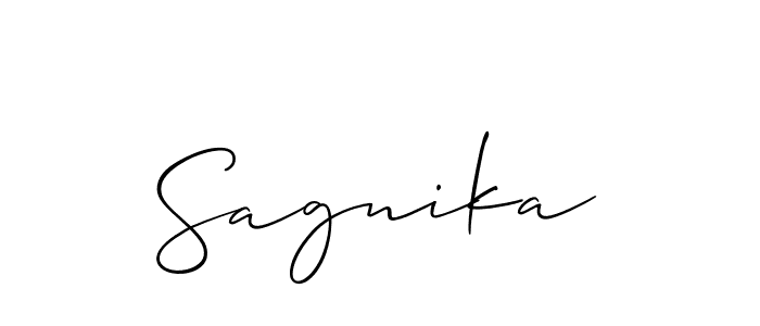 Make a beautiful signature design for name Sagnika. With this signature (Allison_Script) style, you can create a handwritten signature for free. Sagnika signature style 2 images and pictures png